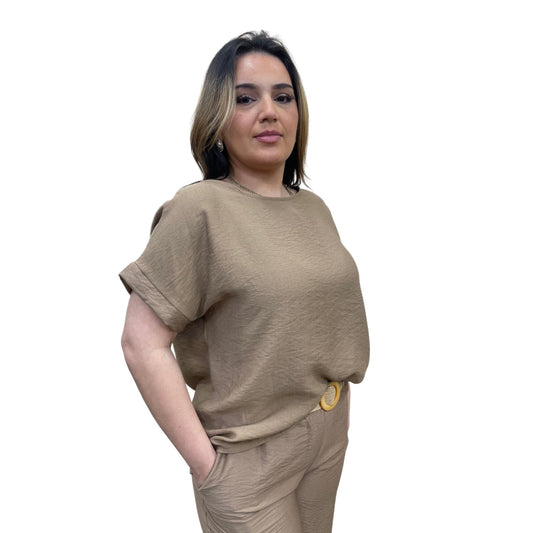 Coco set bestaande top en broek - licht bruin