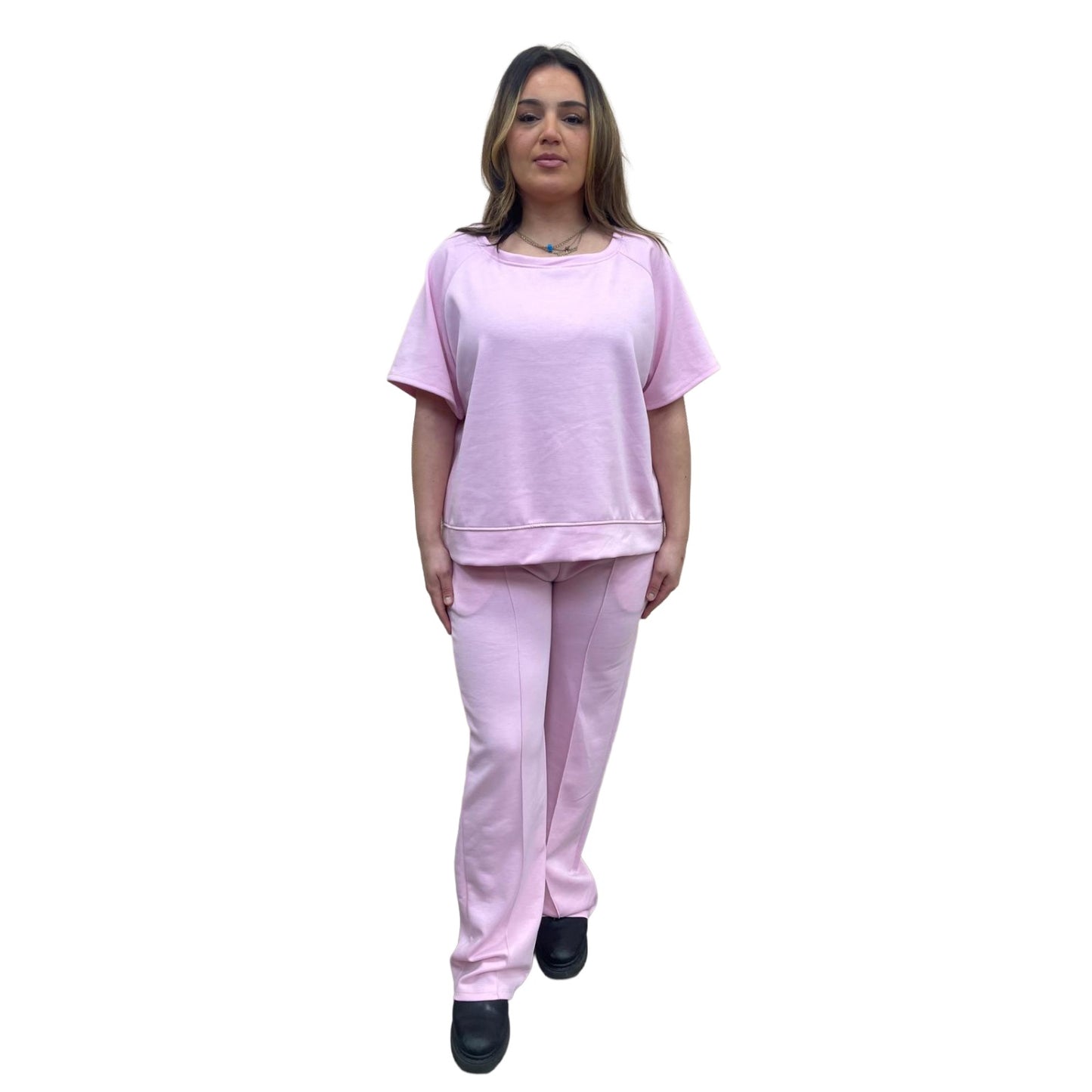 Odi tweedelig set met korte mouwen - roze