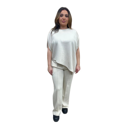 Odi tweedelig set asymmetrisch met korte mouwen - licht beige