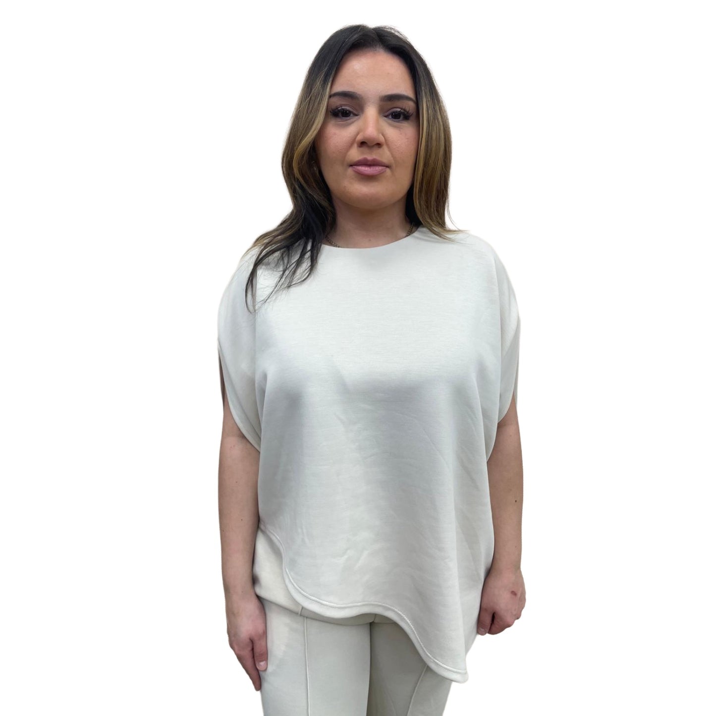 Odi tweedelig set asymmetrisch met korte mouwen - licht beige