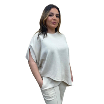 Odi tweedelig set asymmetrisch met korte mouwen - licht beige