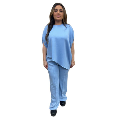 Odi tweedelig set asymmetrisch met korte mouwen - licht blauw