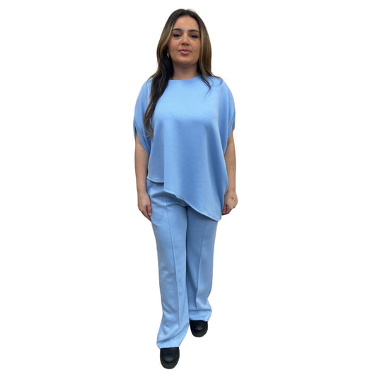 Odi tweedelig set asymmetrisch met korte mouwen - licht blauw