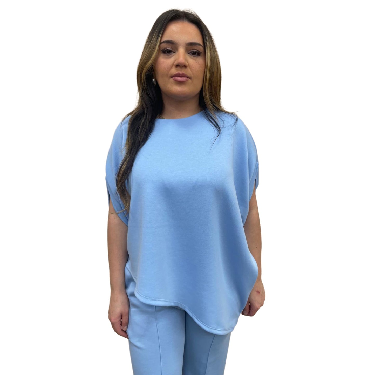 Odi tweedelig set asymmetrisch met korte mouwen - licht blauw