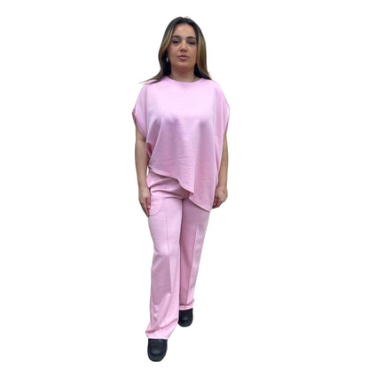 Odi tweedelig set asymmetrisch met korte mouwen - roze