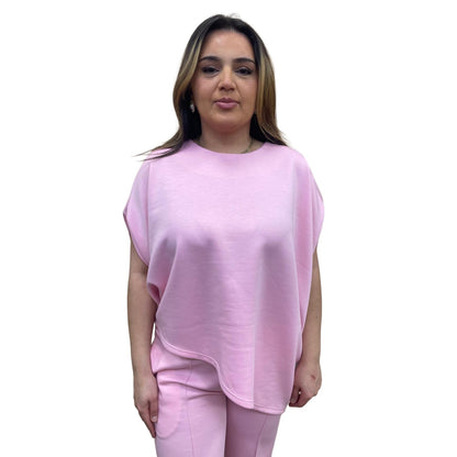 Odi tweedelig set asymmetrisch met korte mouwen - roze