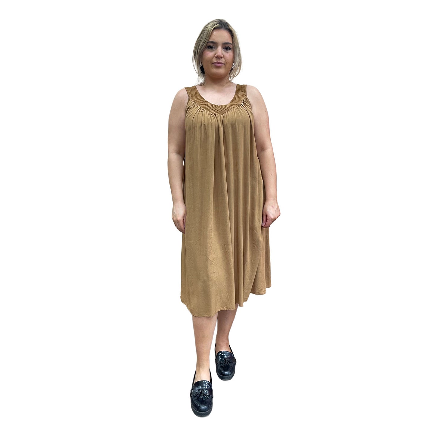 Viscose jurk - bruin