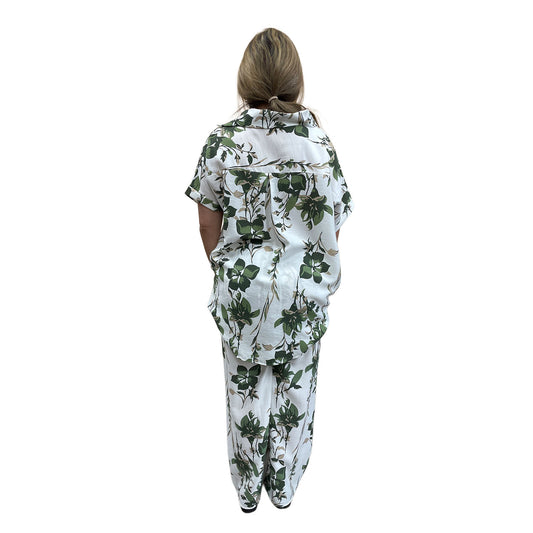 Broekset met bloemen - groen