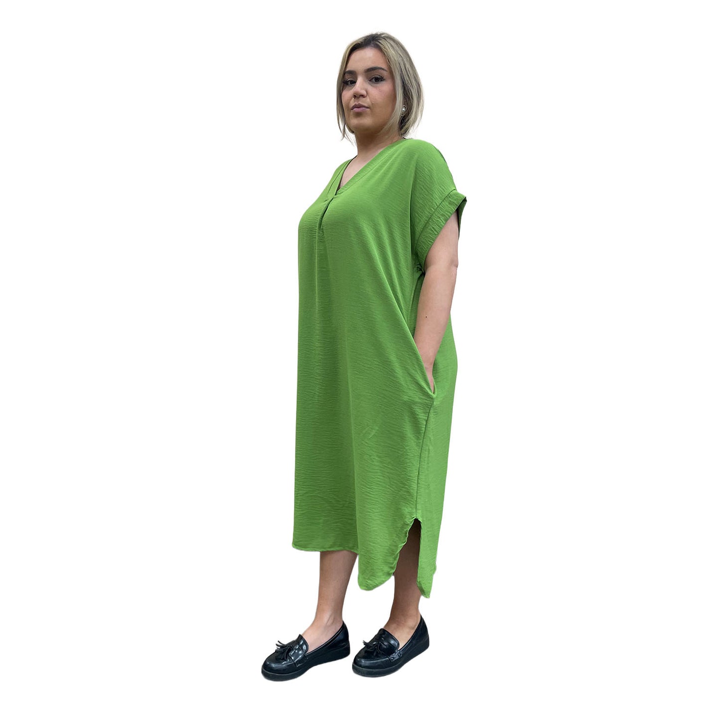 V-hals jurk - groen