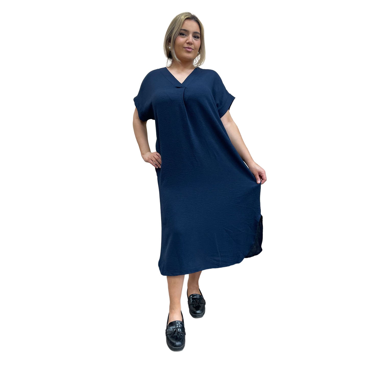V-hals jurk - donkerblauw