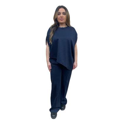 Odi tweedelig set asymmetrisch met korte mouwen - donker blauw