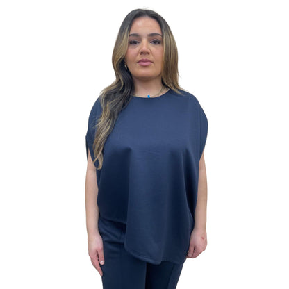 Odi tweedelig set asymmetrisch met korte mouwen - donker blauw