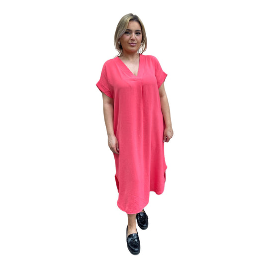 V-hals jurk - roze