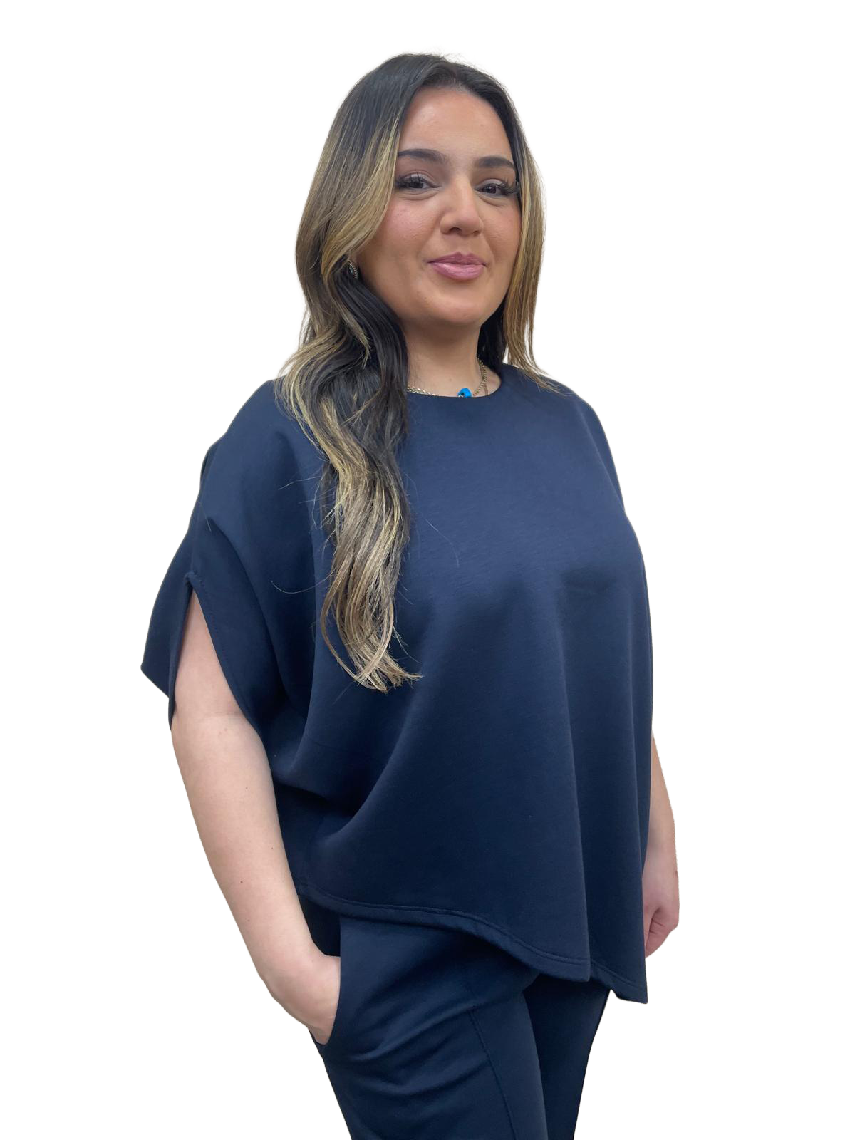 Odi tweedelig set asymmetrisch met korte mouwen - donker blauw