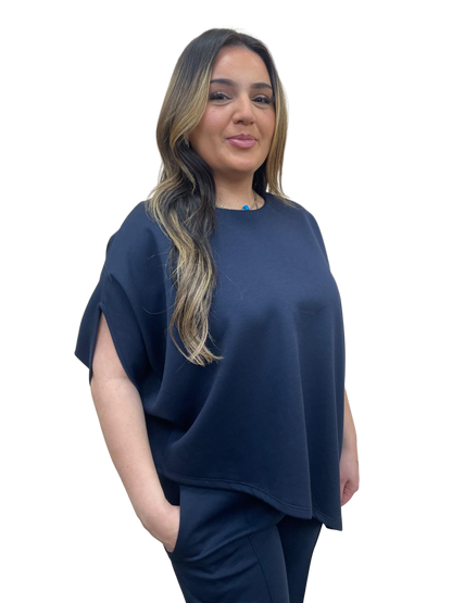 Odi tweedelig set asymmetrisch met korte mouwen - donker blauw