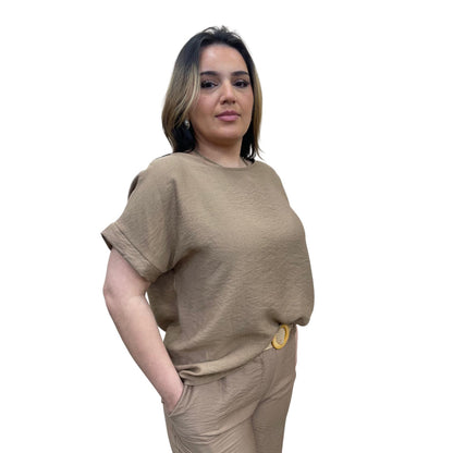 Coco set bestaande top en broek - licht bruin