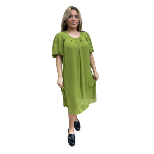 Jurk met ronde hals - groen