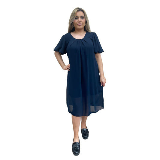 Jurk met ronde hals - donkerblauw
