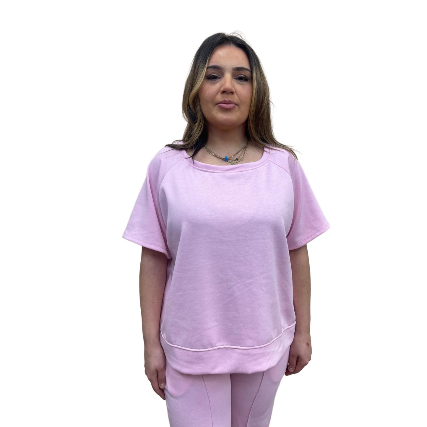 Odi tweedelig set met korte mouwen - roze