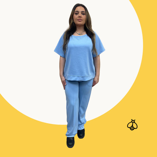 Odi tweedelig set met korte mouwen - licht blauw